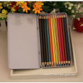 round striped mixed-color pencil /double coloring pencils/metal tin pencil box / senior double coloring pencil